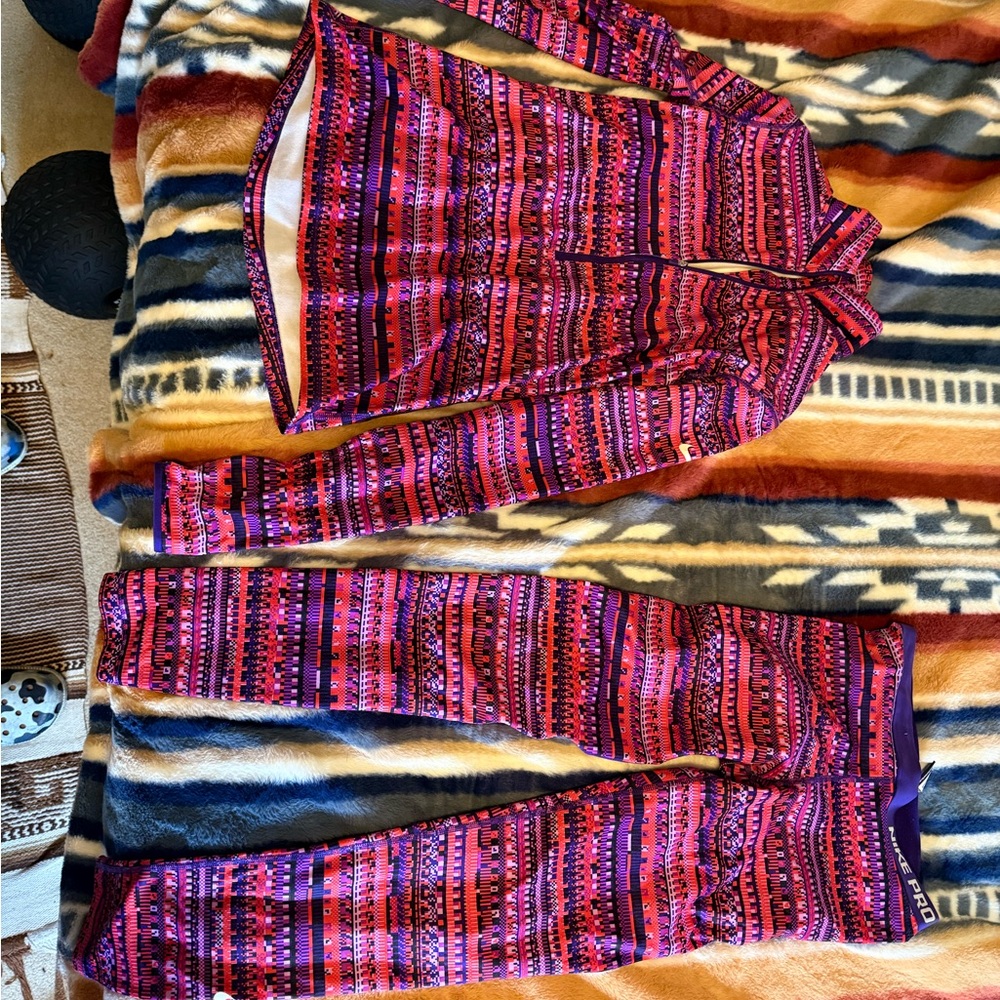 Nike Women's Pink and Purple Patterned Set